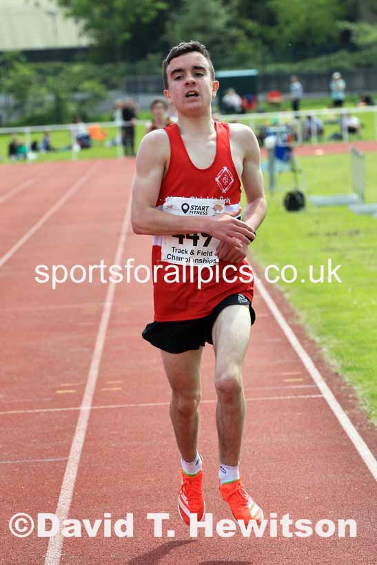 Mens Under-17s 3000 metres, 2023 North Eastern Track and Field Champs., Middlesbrough Sports Village, Middlesbrough. Photo: David T. Hewitson/Sports for All Pics